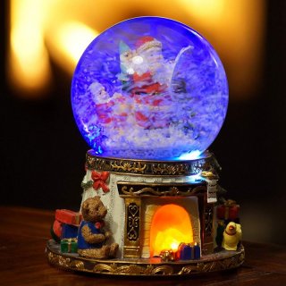 XL LED Schneekugel "Bescherung" elektrischer Schneewirbel, viele Melo