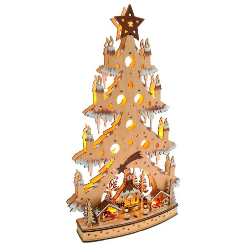 Wichtelstube-Kollektion XXL 64cm Schwibbogen LED "Weihnachten" inkl. Timer Schwippbogen, Lichterbogen aus Holz für Weihnachten