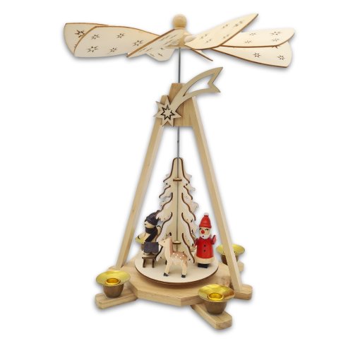 Wichtelstube-Kollektion Weihnachtspyramide "Weihnachten" klassische Adventspyramide aus Holz, 31cm hoch Kerzen Pyramide