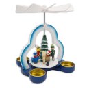 Wichtelstube-Kollektion Weihnachtspyramide für Teelichter 22cm Hoch, Holz Pyramide Weihnachten Tischpyramide für Teelichtern
