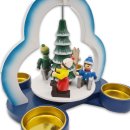 Wichtelstube-Kollektion Weihnachtspyramide für Teelichter 22cm Hoch, Holz Pyramide Weihnachten Tischpyramide für Teelichtern