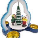 Wichtelstube-Kollektion Weihnachtspyramide für Teelichter 22cm Hoch, Holz Pyramide Weihnachten Tischpyramide für Teelichtern
