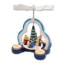 Wichtelstube-Kollektion Weihnachtspyramide für Teelichter 22cm Hoch, Holz Pyramide Weihnachten Tischpyramide für Teelichtern