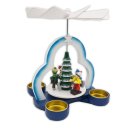 Wichtelstube-Kollektion Weihnachtspyramide für Teelichter Winterkinder im Erzgebirge, 22cm Hoch, Holz Pyramide Weihnachten Tischpyramide für Teelichtern