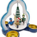Wichtelstube-Kollektion Weihnachtspyramide für Teelichter Winterkinder im Erzgebirge, 22cm Hoch, Holz Pyramide Weihnachten Tischpyramide für Teelichtern
