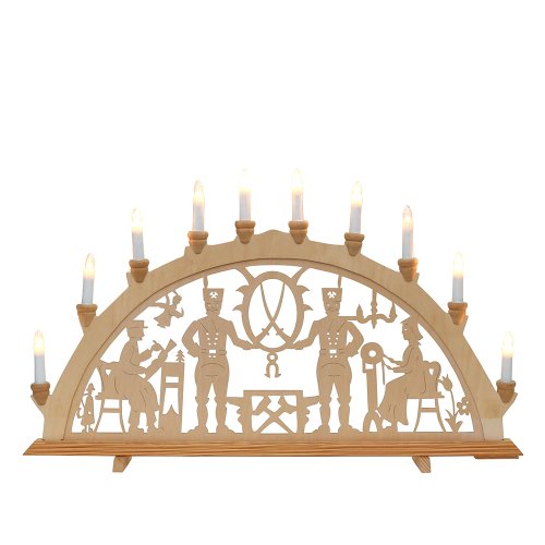 Wichtelstube-Kollektion Holz Schwibbogen Lichterbogen Berleute XXL 71cm Schwippbogen Weihnachten Weihnachtsbogen Schwibbogen Weihnachten 10 Kerzen 230V Anschluss