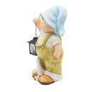 Wichtelstube-Kollektion Gartenfigur XL Hans mit Gans und Laterne Dekofigur Outdoor 40cm hoch Gartedeko Wetterfest für Außen Polyresin