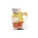 Wichtelstube-Kollektion Gartenfigur Tina mit Gans Deko Figur Garten draußen Gartendeko Wetterfest Bruchsicher ca. 39cm Gartendekoration outdoor Frühling Sommer