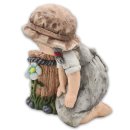Wichtelstube-Kollektion XL Gartenfigur mit Blumentopf Luise Dekofigur Outdoor 38cm hoch 38cm breit Gartenfiguren Wetterfest für Außen Gartendeko Frühjahr Sommer