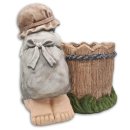 Wichtelstube-Kollektion XL Gartenfigur mit Blumentopf Luise Dekofigur Outdoor 38cm hoch 38cm breit Gartenfiguren Wetterfest für Außen Gartendeko Frühjahr Sommer