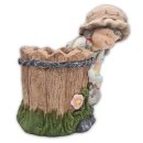 Wichtelstube-Kollektion XL Gartenfigur mit Blumentopf Luise Dekofigur Outdoor 38cm hoch 38cm breit Gartenfiguren Wetterfest für Außen Gartendeko Frühjahr Sommer