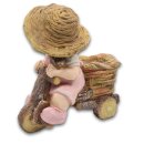 Wichtelstube-Kollektion XL Gartenfigur Katharina auf Dreirad Dekofigur mit Blumentopf Outdoor 40cm hoch 40cm breit Gartenfiguren Wetterfest für Außen Gartendeko