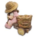 Wichtelstube-Kollektion XL Gartenfigur Katharina auf Dreirad Dekofigur mit Blumentopf Outdoor 40cm hoch 40cm breit Gartenfiguren Wetterfest für Außen Gartendeko