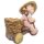 Wichtelstube-Kollektion XL Gartenfigur Katharina auf Dreirad Dekofigur mit Blumentopf Outdoor 40cm hoch 40cm breit Gartenfiguren Wetterfest für Außen Gartendeko
