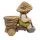 Wichtelstube-Kollektion XL Gartenfigur Martin auf Dreirad Dekofigur mit Blumentopf Outdoor 40cm hoch 40cm breit Gartenfiguren Wetterfest für Außen Gartendeko