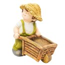 Wichtelstube-Kollektion XL Gartenfigur Dekofigur Martin mit Schubkaren als Blumentopf Outdoor ca. 39cm groß Gartenfiguren Wetterfest für Außen Gartendeko