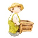 Wichtelstube-Kollektion XL Gartenfigur Dekofigur Martin mit Schubkaren als Blumentopf Outdoor ca. 39cm groß Gartenfiguren Wetterfest für Außen Gartendeko