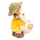 Wichtelstube-Kollektion XL Gartenfigur Dekofigur Katherina mit Huhn als Blumentopf Gartendeko figuren für draußen ca. 40cm groß Outdoor Gartendekoration