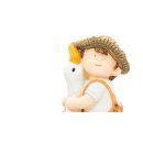 Wichtelstube-Kollektion XL Gartenfigur Dekofigur Martin mit Gans als Blumentopf Gartendeko Figuren für draußen ca. 40 cm groß Outdoor Gartendekoration