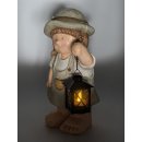 Wichtelstube-Kollektion Gartenfigur Melanie mit Teelicht Laterne Gartendeko ca 33cm groß MGO Dekofigur outdoor für draußen wetterfest Gartendekoration