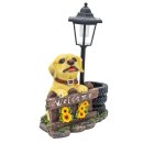 Wichtelstube-Kollektion XL Gartenfigur Hund mit Laterne ca 43cm groß Solar Gartendeko LED Gartenbeleuchtung Hunde Solarlampe Garten Solarleuchten für außen