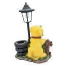 Wichtelstube-Kollektion XL Gartenfigur Hund mit Laterne ca 43cm groß Solar Gartendeko LED Gartenbeleuchtung Hunde Solarlampe Garten Solarleuchten für außen