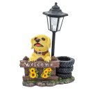 Wichtelstube-Kollektion XL Gartenfigur Hund mit Laterne ca 43cm groß Solar Gartendeko LED Gartenbeleuchtung Hunde Solarlampe Garten Solarleuchten für außen