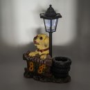Wichtelstube-Kollektion XL Gartenfigur Hund mit Laterne ca 43cm groß Solar Gartendeko LED Gartenbeleuchtung Hunde Solarlampe Garten Solarleuchten für außen