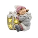 Wichtelstube-Kollektion XL 27cm Dekofigur Mädchen mit Geschenk Gartendeko beleuchtet Weihnachtsdeko aussen