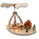 Wichtelstube-Kollektion Weihnachtspyramide f. Teelichter mit Räucherhäuschen 24cm "Jäger aus dem Erzgebirge" Buchenholz Teelichtpyramide Weihnachten