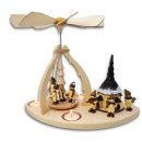 Wichtelstube-Kollektion Weihnachtspyramide f. Teelichter 25cm "Seiffener Kirche Kurrenden" Buchenholz Teelichtpyramide Weihnachten