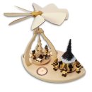 Wichtelstube-Kollektion Weihnachtspyramide f. Teelichter 25cm "Seiffener Kirche Kurrenden" Buchenholz Teelichtpyramide Weihnachten