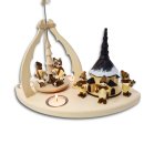 Wichtelstube-Kollektion Weihnachtspyramide f. Teelichter 25cm "Seiffener Kirche Kurrenden" Buchenholz Teelichtpyramide Weihnachten
