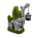 Wichtelstube-Kollektion Gartenzwerge Moos Wichtel für den Garten XXL mit Laterne Gartenfigur aus Stein Gartendeko Figuren beflockt Gartenfiguren Frühlingsdeko