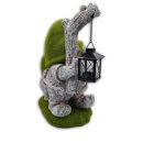 Wichtelstube-Kollektion Gartenzwerge Moos Wichtel für den Garten XXL mit Laterne Gartenfigur aus Stein Gartendeko Figuren beflockt Gartenfiguren Frühlingsdeko