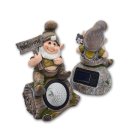 Wichtelstube-Kollektion Gartenzwerge 21cm hoch Wichtelfiguren 2er Set Solar Deko Figuren für den Garten LED Leuchten Solarleuchten Garten Solarlampen für außen