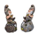 Wichtelstube-Kollektion Gartenzwerge 21cm hoch Wichtelfiguren 2er Set Solar Deko Figuren für den Garten LED Leuchten Solarleuchten Garten Solarlampen für außen