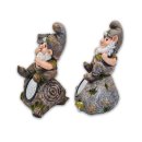 Wichtelstube-Kollektion Gartenzwerge 21cm hoch Wichtelfiguren 2er Set Solar Deko Figuren für den Garten LED Leuchten Solarleuchten Garten Solarlampen für außen