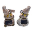 Wichtelstube-Kollektion Gartenzwerge 21cm hoch Wichtelfiguren 2er Set Solar Deko Figuren für den Garten LED Leuchten Solarleuchten Garten Solarlampen für außen