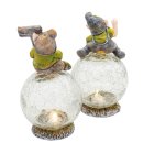 Wichtelstube-Kollektion 2er Set LEL Leuchtkugel Garten mit Wichtel Gartenleuchten Deko draußen Gartenbeleuchtung LED-Kugel Balkon ca 16,5cm hoch