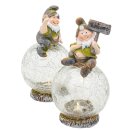 Wichtelstube-Kollektion 2er Set LEL Leuchtkugel Garten mit Wichtel Gartenleuchten Deko draußen Gartenbeleuchtung LED-Kugel Balkon ca 16,5cm hoch