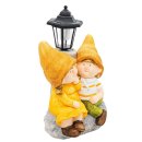 Wichtelstube-Kollektion XL Gartenfiguren Lisa und Tom mit Solarlaterne Gartendeko mit Solar LED Beleuchtung Solarfiguren Kinder Figuren außen Deko Garten
