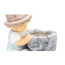 Wichtelstube-Kollektion XL Gartenfigur Tom Dekofigur mit Blumentopf Outdoor Gartenfiguren Wetterfest für Außen Gartendeko mit Pflanzkübel Deko draußen Garten
