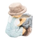 Wichtelstube-Kollektion XL Gartenfigur Tom Dekofigur mit Blumentopf Outdoor Gartenfiguren Wetterfest für Außen Gartendeko mit Pflanzkübel Deko draußen Garten