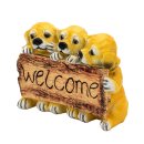 Wichtelstube-Kollektion Gartenfigur Hunde Welpen Figuren Gartendeko Tiere für außen Polyresin 27 x 11 x 22cm mit Willkommen Schild f. Tür Eingang Hund wetterfest