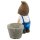 Wichtelstube-Kollektion XL  Gartenfigur Hans mit Pflanzgefäß, Dekofigur Outdoor aus Polyresin 34cm hoch, Gartendeko Wetterfest für Außen