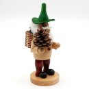 Wichtelstube-Kollektion Holz Räuchermann "Waldwichtel mit Kiepe und Kienapfel" natürlich, uriger Räucherwichtel 8,5 x 10 x 18 cm