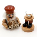 Wichtelstube-Kollektion Holz Räuchermann "Markthändler mit Bauchladen" natürliche, holzlasierte Räucherfigur 9,5 x 7,5 x 16,5 cm