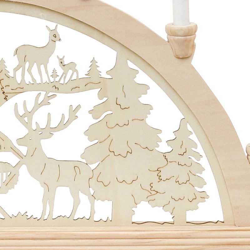 Holz Weihnachtsbogen LED Romadedi Mini Schwibbogen Weihnachten – LED Lichterbogen Aus Holz, Batteriebetrieben, Mit 7 Kerzen, Für Fensterbank Und Tisch, Ca. 38x22x4,8 Cm