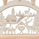 Wichtelstube-Kollektion Holz Schwibbogen Lichterbogen Waldkirche und Rehe XL 58cm Schwippbogen Weihnachten Weihnachtsbogen Schwibbogen Weihnachten 7 Kerzen 230V Anschluss